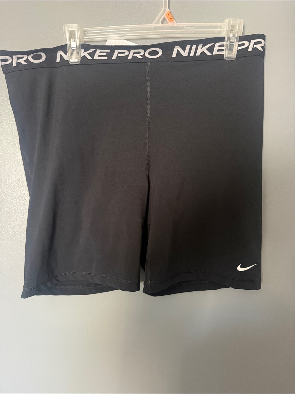Nike Black Pro Athletic Bike Shorts with White Logo